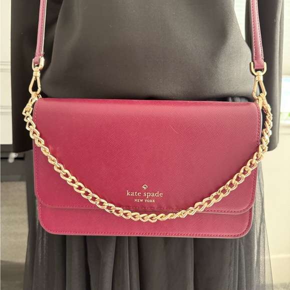 kate spade Handbags - Kate Spade Madison Willow Medium Flap Crossbody Bag in Maroon Saffiano Leather